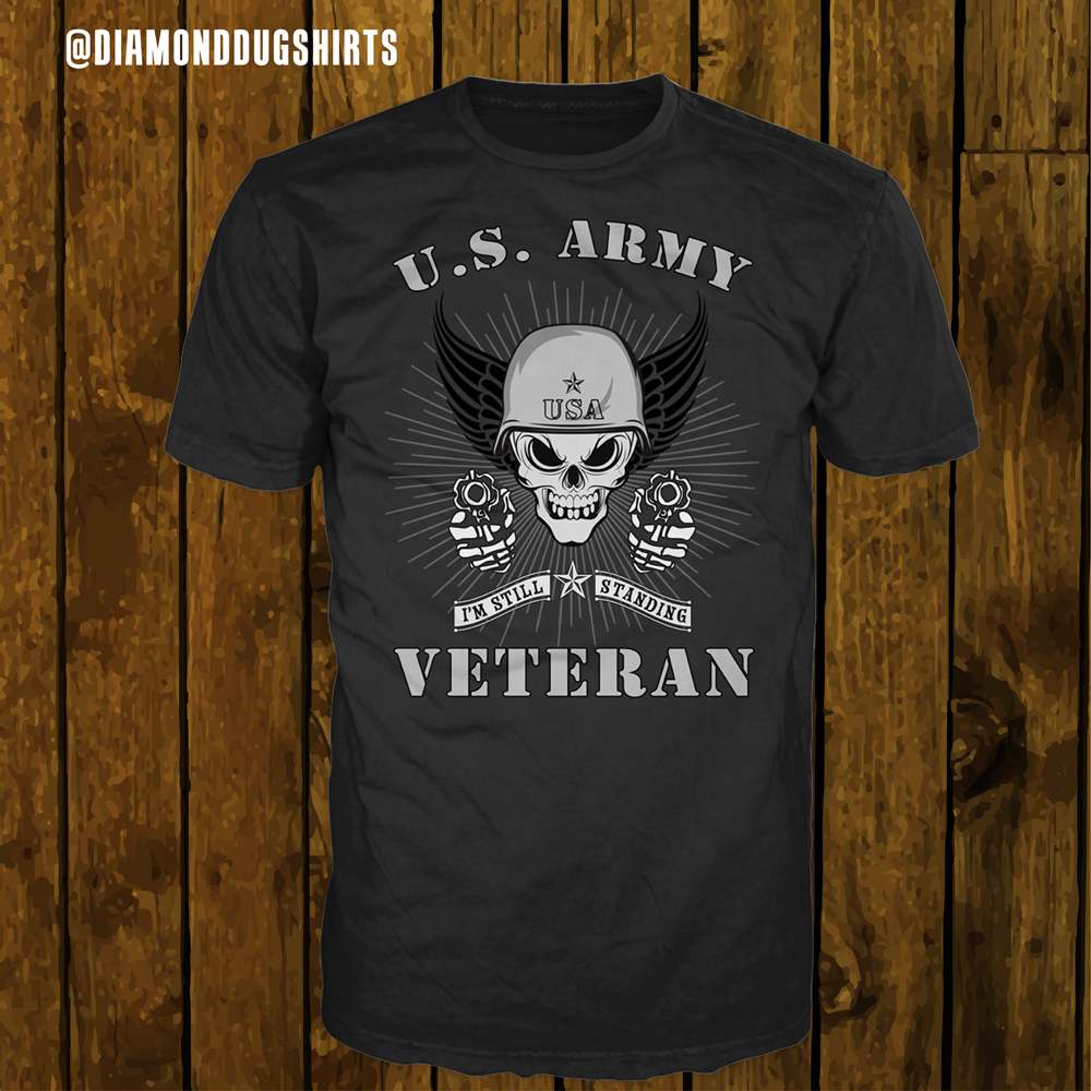 Army Sugar Skull - Army Military T-Shirt L / Short Sleeve Tee / Black