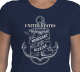 Ladies Gildan G420L Performance Tee - Merchant Marine Anchor