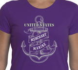Ladies Gildan G420L Performance Tee - Merchant Marine Anchor